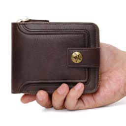 Short Horizontal Zipper Coin Pocket Tri-fold Card Case Purse Billetera Hombre Vintage Men High Quality PU Leather Small Wallet