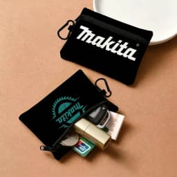 M-Makitas Tool Logo Anti-fade Oxford Cloth Small Zipper Coin Bag Lightweight Hanging Wallet For Coins ID Cards