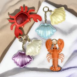 Y2K Stylish PU Leather Beach Style Keychain, Cute Sea Animal Bag Charm, Leather Lobster/Crab/Seashell Purse Accessory