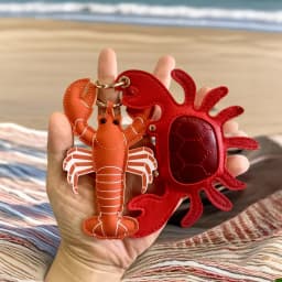 Y2K Stylish PU Leather Beach Style Keychain, Cute Sea Animal Bag Charm, Leather Lobster/Crab/Seashell Purse Accessory