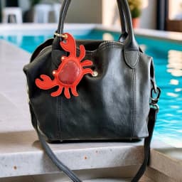 Y2K Stylish PU Leather Beach Style Keychain, Cute Sea Animal Bag Charm, Leather Lobster/Crab/Seashell Purse Accessory
