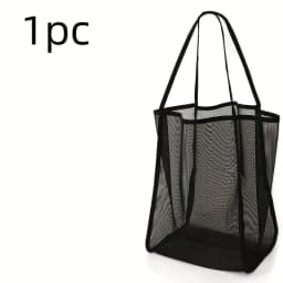1 Large Capacity Solid Color Mesh Shoulder Bag - Beach Storage Bag, Summer Travel Toiletry Bag, Shopping Tote Bag for Outings