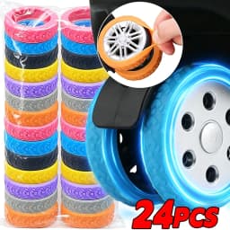 24/4pcs Colorful Travel Luggage Wheels Cover Thicken Silicone Luggage Wheel Protector Reduce Noise Roller Protective Sleeves