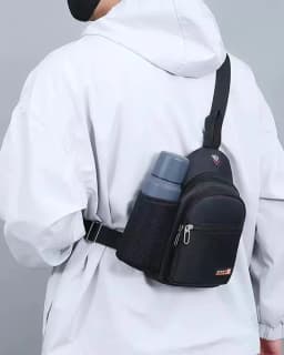 New Waterproof Crossbody Bag, Fashionable Chest Bag, Multifunctional Casual Single Shoulder Water Cup, Men's Backpack for Travel