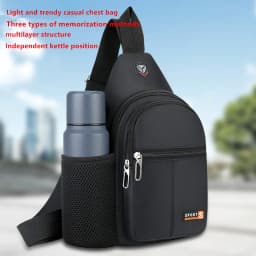 New Waterproof Crossbody Bag, Fashionable Chest Bag, Multifunctional Casual Single Shoulder Water Cup, Men's Backpack for Travel
