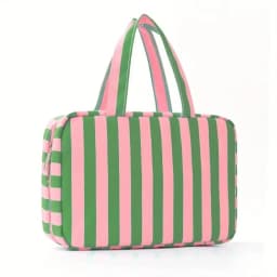 Portable Hanging Travel Toiletry Bag 4-Fold with Hook Makeup Bag Large Capacity Striped Cosmetic Bag Travel