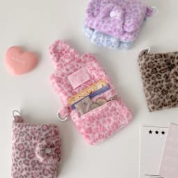 Winter INS Fashion Leopard Print Plush Snap Wallet Card Bag Cute Japanese Girl Pendant Coin Wallet Change Storage Bag Kids Gifts