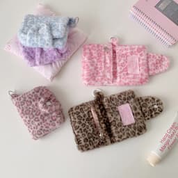 Winter INS Fashion Leopard Print Plush Snap Wallet Card Bag Cute Japanese Girl Pendant Coin Wallet Change Storage Bag Kids Gifts