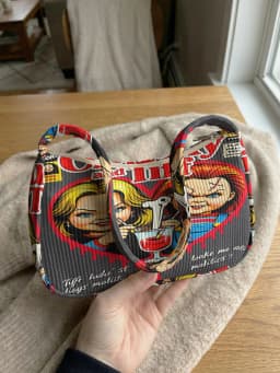 Trendy Chucky & Tiffany Print Shoulder Bag, Corduroy Underarm Bag for Daily Casual Use