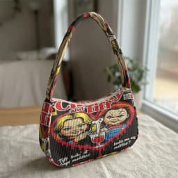 Trendy Chucky & Tiffany Print Shoulder Bag, Corduroy Underarm Bag for Daily Casual Use