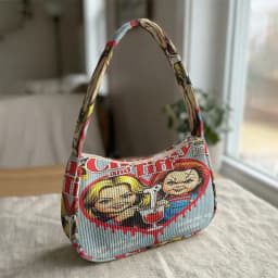 Trendy Chucky & Tiffany Print Shoulder Bag, Corduroy Underarm Bag for Daily Casual Use