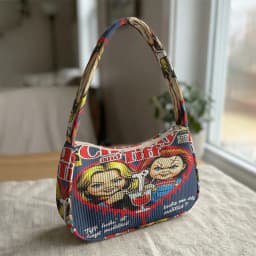 Trendy Chucky & Tiffany Print Shoulder Bag, Corduroy Underarm Bag for Daily Casual Use