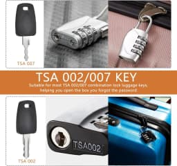 TSA007 TSA002 Master Keys for Luggage Replacement for Bag Luggage Suitcase Customs (TSA007 TSA002-Black)