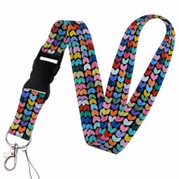 Simple Marble Heart Rainbow Card Holder with Buckle Lovely Hanging Rope ID Pass Hang Accessories Holder Lanyard Passr Case