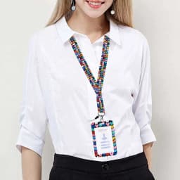 Simple Marble Heart Rainbow Card Holder with Buckle Lovely Hanging Rope ID Pass Hang Accessories Holder Lanyard Passr Case