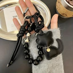New Imitation Pearl Cat Mobile Phone Chain Gift Hanging Ornament Pendant Handbag Pendant Keychain Women Girls