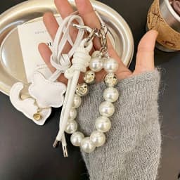 New Imitation Pearl Cat Mobile Phone Chain Gift Hanging Ornament Pendant Handbag Pendant Keychain Women Girls
