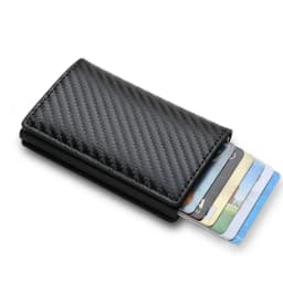 Rfid Carbon Fiber Credit Card Holder Wallets Men Brand Magic Trifold Leather Slim Mini Wallet Small Cardholder Money Bag Male