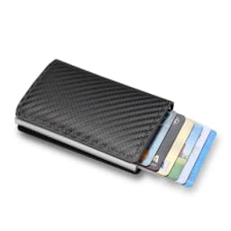 Rfid Carbon Fiber Credit Card Holder Wallets Men Brand Magic Trifold Leather Slim Mini Wallet Small Cardholder Money Bag Male