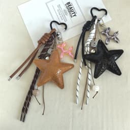 2026 New PU Leather Starfish Bag Charm Cute Decorative Keychain Decoration Fashion Braided Rope Bag Accessorie