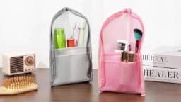 1/2pcs EVA Mesh Cosmetic Bag Travel Stand Storage Makeup Bag Organizer Female Make Up Pouch Portable Toiletry Beauty Case