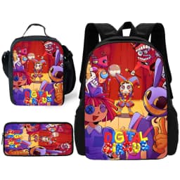 Cartoon A-AmazingS DigitalS Circus Child School Backpack with Lunch Bags ,Pencil Bags ,School Bags for Boys Girls Best Gift