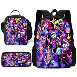Cartoon A-AmazingS DigitalS Circus Child School Backpack with Lunch Bags ,Pencil Bags ,School Bags for Boys Girls Best Gift