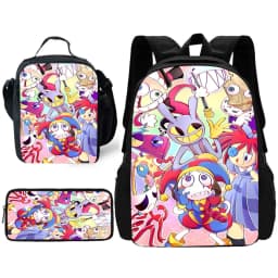 Cartoon A-AmazingS DigitalS Circus Child School Backpack with Lunch Bags ,Pencil Bags ,School Bags for Boys Girls Best Gift