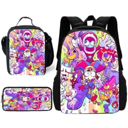 Cartoon A-AmazingS DigitalS Circus Child School Backpack with Lunch Bags ,Pencil Bags ,School Bags for Boys Girls Best Gift