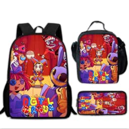 Cartoon A-AmazingS DigitalS Circus Child School Backpack with Lunch Bags ,Pencil Bags ,School Bags for Boys Girls Best Gift