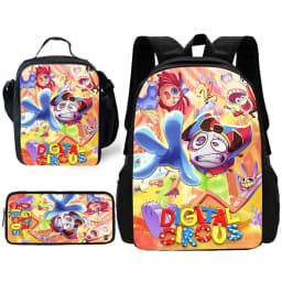 Cartoon A-AmazingS DigitalS Circus Child School Backpack with Lunch Bags ,Pencil Bags ,School Bags for Boys Girls Best Gift