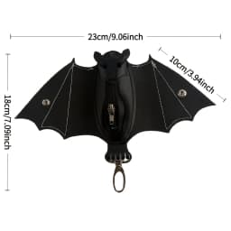 Creative Gothic Bat Zipper Bag, Bat Wallet Keychain, Mini Wallet Pendant, Halloween Bat Keychain Accessories