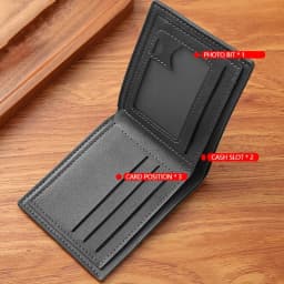 Men's Black Faux Leather Wallet with Shark Mouth Design Slim Credit Card Holder Coin Purse Multi-Color Pen Storage Perfect Gift