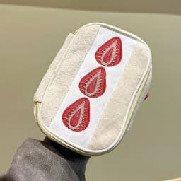 Ins-style Plush Makeup Bag Featuring Strawberry Embroidery, Portable Lightweight Storage Bag, Great for Daily Use & Outdoor Trip