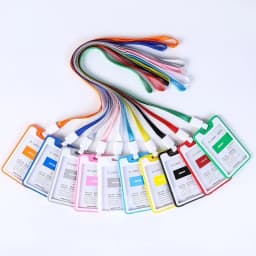 Unisex Colorful Employee Id Case with Lanyard Double Side Id Credit Card Holder Access Bus Card Case Badge Holder Card Sleeve