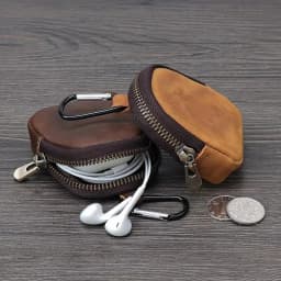 Retro Genuine Leather Coin Purse Mini with Zipper Small Zipper Pouch Key Bag Pendant For Coins Earphones Accessories
