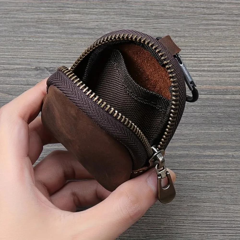 Retro Genuine Leather Coin Purse Mini with Zipper Small Zipper Pouch Key Bag Pendant For Coins Earphones Accessories