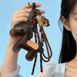 Pony Keychain Leather Backpack Charm Ins Personalized Car Keychain Bag Pendant Miu Purse Femme Handbag Strap Decoration Gift