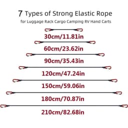 3PC 60-120cm 8mm Packing Ropes Outdoor Elastic Bungee Cords with Red Hooks Stretch for Bikes Car Luggage Roof Rack Camping Strap