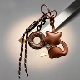 Cute Leather Cat Bag Charm Kawaii Donuts Keychain with Aesthetic Backpack Pendant Gift for Cat Lovers Women Girls