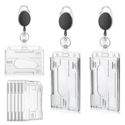 Transparent Cards Slots ID Tag Badge Holder with Badge Reel Cards Storage Organizer Employee Pass Work Card Case Sleeve