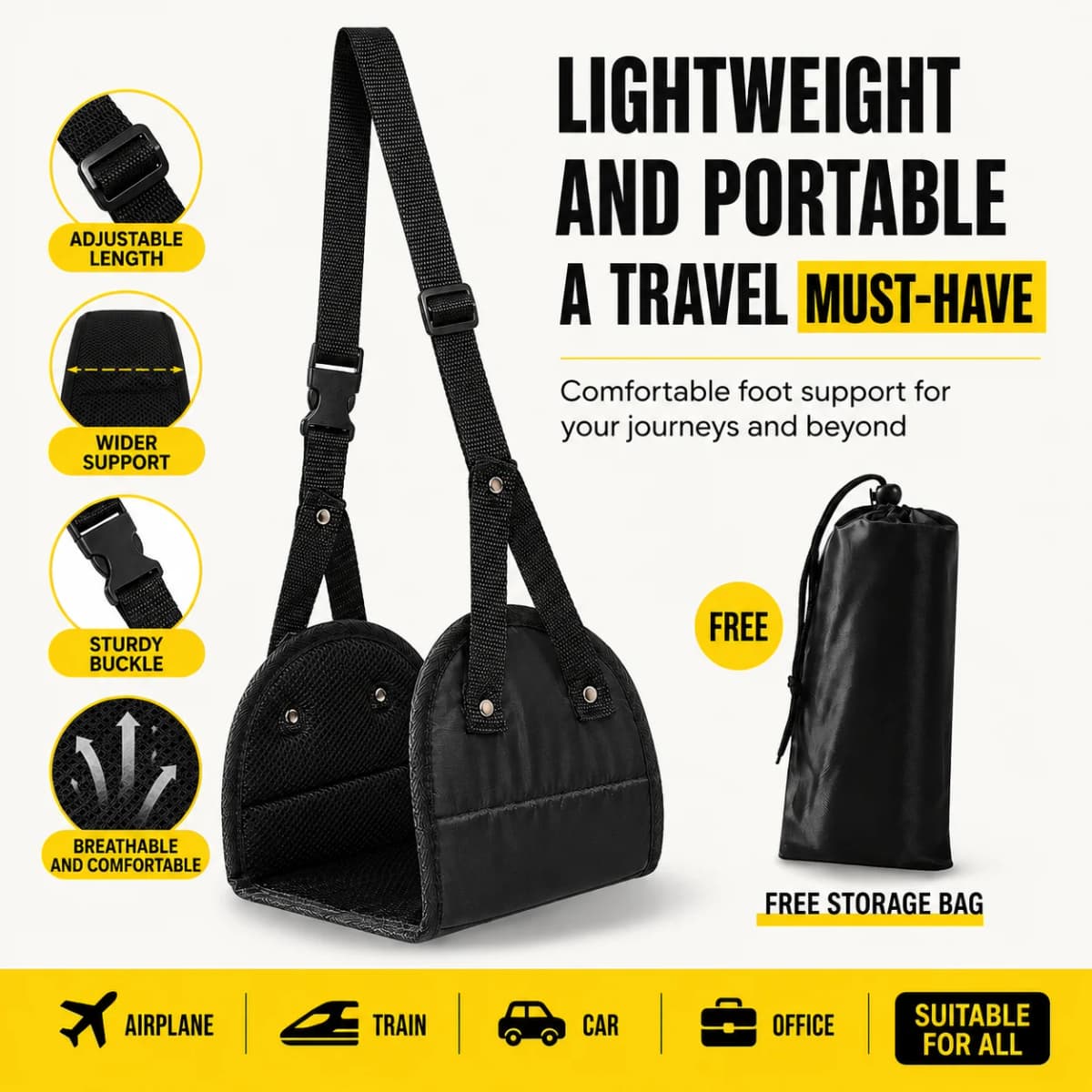 Travel Portable Rest Hanging Footstool Multifunctional Portable Hammock Footrest for Home Office Outdoor Airpalne Train Travel