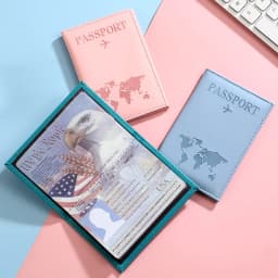 PU Leather Passport Cover for Men & Women Organizer - Protective Card Holder ID Document Covers World Map Travel Passport Case