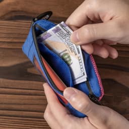 Minimalist RFID Blocking Small Wallet with ID Window,WaterResistant Zip Id Case Wallet with Lanyard Keychain for Cards,Cash