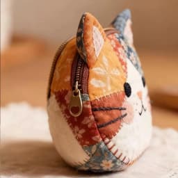 Japanese-Style Color-Blocking Cat Coin Purse, Cute and Stylish Makeup Bag, Student Stationery Storage Bag, with Ruler Set, Cartoon Portable Small Item Organizer, Cosmetics Storage