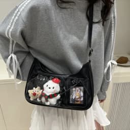 Y2k Harajuku Shoulder Bag Women Korean Transparent Ita Bag School Crossbody Bag Female Japanese Designer Preppy Handbag Purse