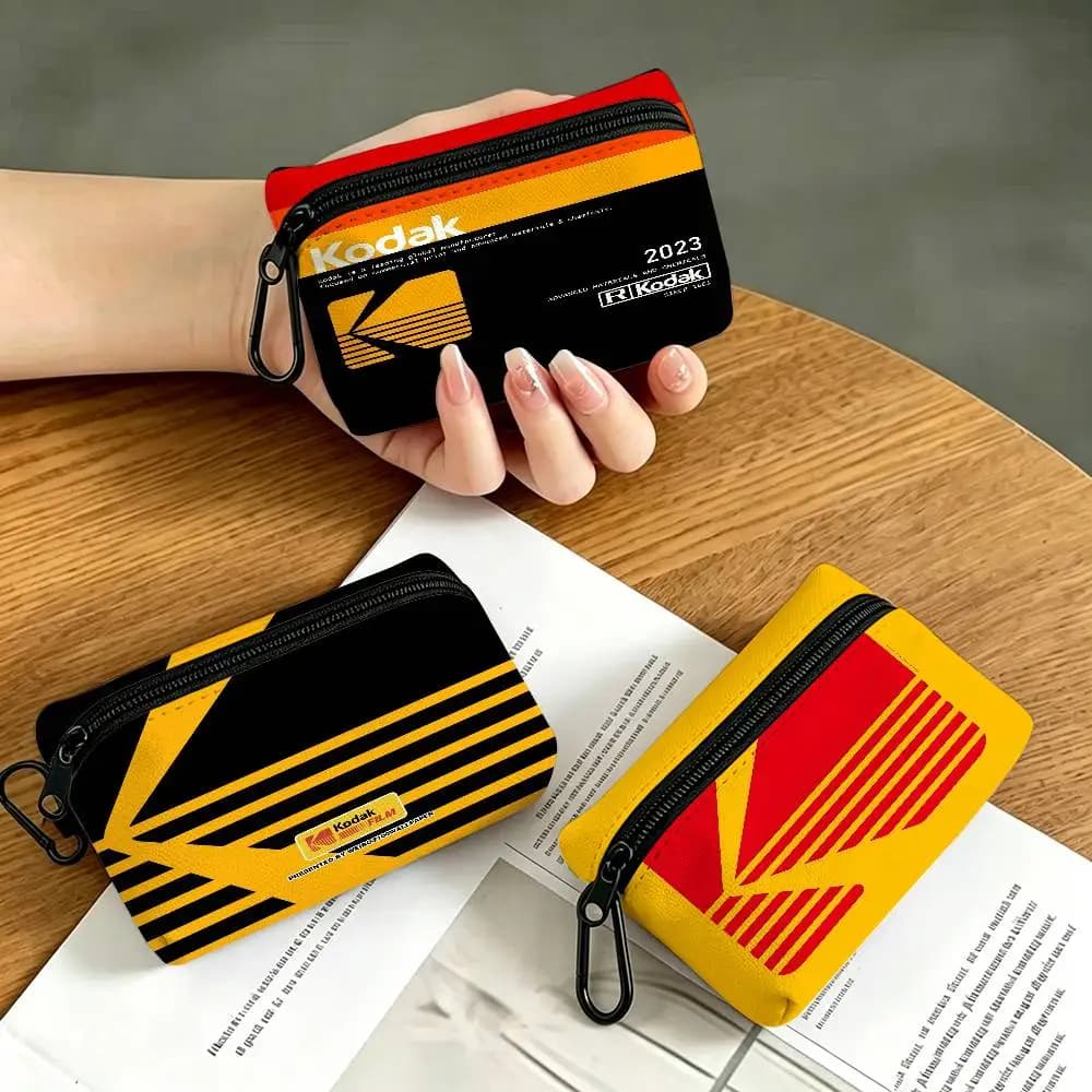 K-Kodak Retro-Vintage Multifunctional Oxford Cloth Small Pouch With Hook Mini Coin Wallet Earbud Storage Bag