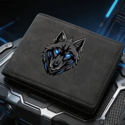 Men's Retro Bifold Wallet Cool Blue Eyes Wolf Pattern Double-Fold PU Leather Fashion Wallet Coin Bag Simple And Stylish