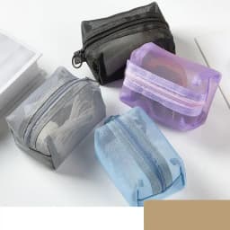 Mini Clear Nylon Mesh Cosmetic Bags Cute Women Small Lipstick Makeup Bags Pouch Data Line Key Earphone Organizer Case
