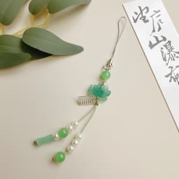 New Chinese-Style Beaded Handmade Phone Chain Traditional Lotus Pendant Ancient Chinese Decorative Keychain Charms Decoration